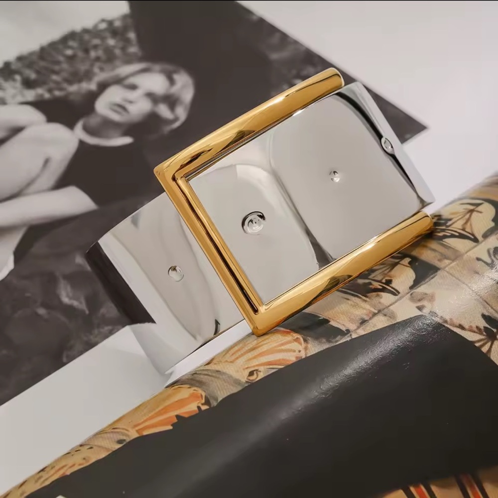 Belt Buckle Open Bracelet Stainless Steel - Picture 4 of 8